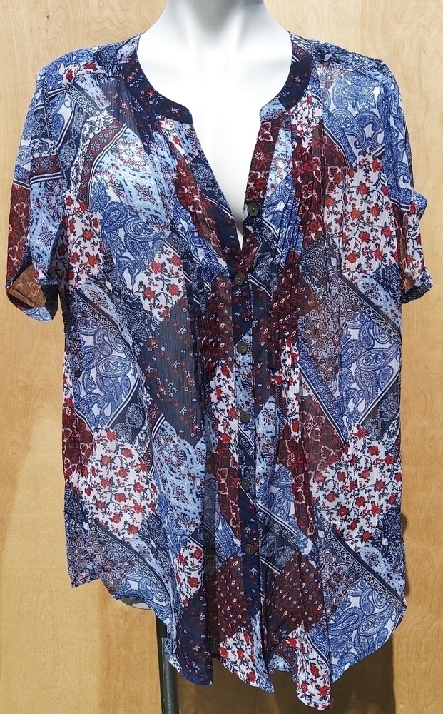 Westport Red and Blue Blouse Top